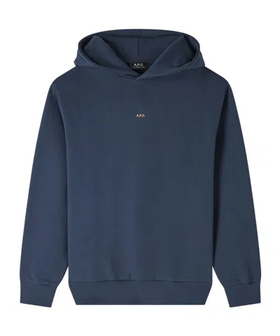 A.p.c. Logo-print Hoodie In Blue