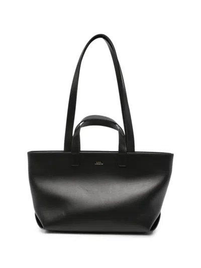 A.p.c. Logo-print Leather Tote Bag In Black