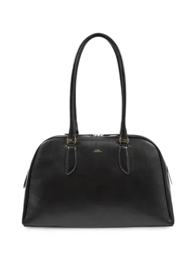 A.p.c. Logo-print Leather Tote Bag In Black