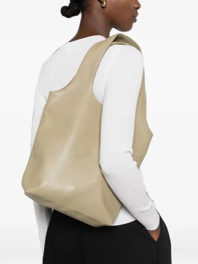 A.p.c. Logo-print Leather Tote Bag In Blue