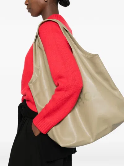 A.p.c. Logo-print Leather Tote Bag In Nude