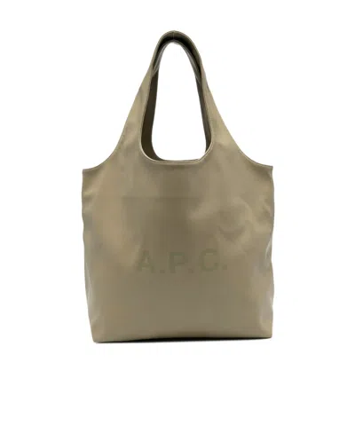 A.p.c. Logo-print Leather Tote Bag In Nude