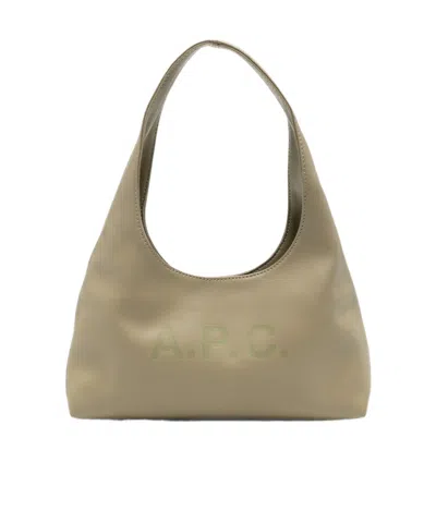 A.p.c. Logo-print Leather Tote Bag In Nude