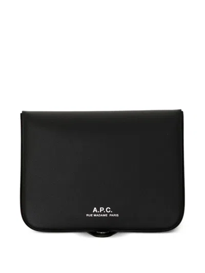 A.p.c. Logo-print Leather Wallet In Black