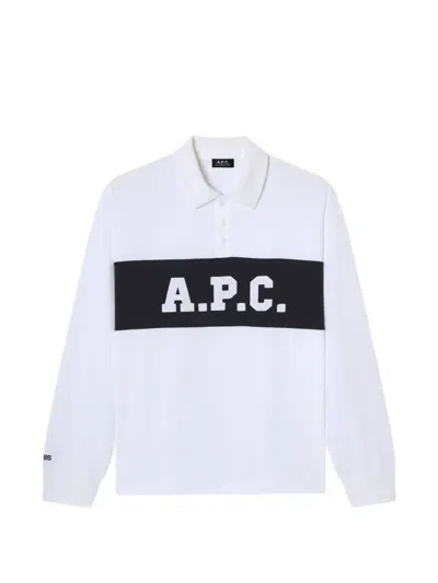 A.p.c. Logo-print Rugby-style Polo Shirt In White