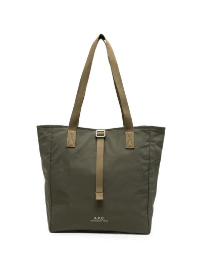 A.p.c. Logo-print Shoulder Bag In Green