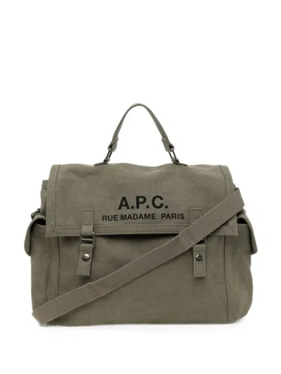 A.p.c. Logo-print Shoulder Bag In Green