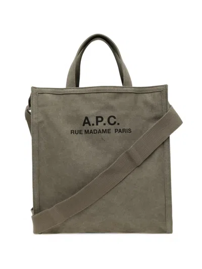 A.p.c. Logo-print Shoulder Bag In Green
