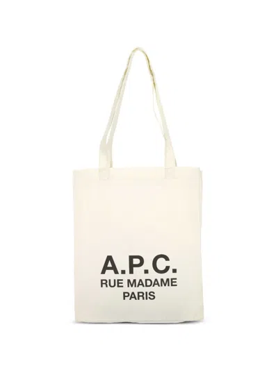 Apc Logo-print Shoulder Bag In Neutral