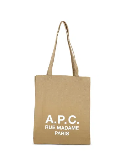 A.p.c. Logo-print Shoulder Bag In Neutral