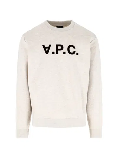 A.p.c. Logo-print Sweater In Neutral