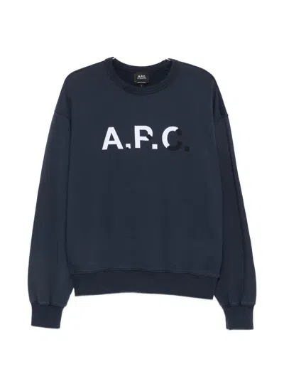 A.p.c. Logo-print Sweatshirt In Blue