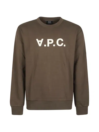 A.p.c. Logo-print Sweatshirt In Brown