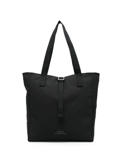 A.p.c. Logo-print Tote Bag In Black