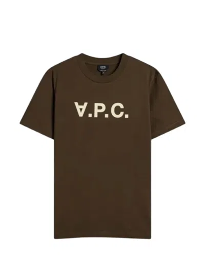 A.p.c. Logo-print T-shirt In Brown