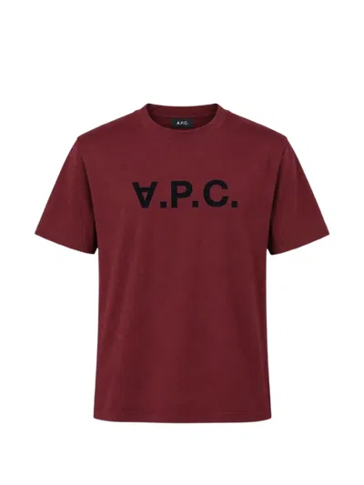 A.p.c. Logo-print T-shirt In Burgundy
