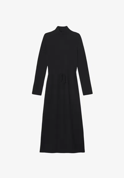 A.p.c. Long Black Wool Dress Xs Black
