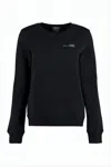 Apc Long-sleeve Black Crew Neck Top With Ribbed Cuffs In Black