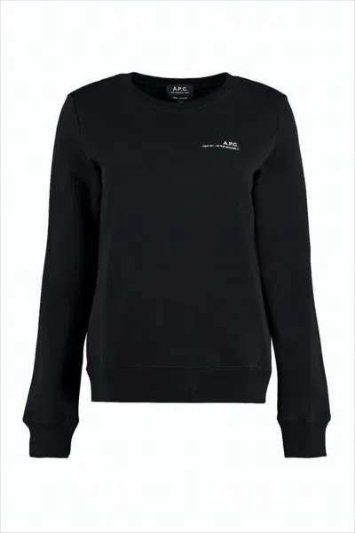 APC LONG-SLEEVE BLACK CREW NECK TOP WITH RIBBED CUFFS