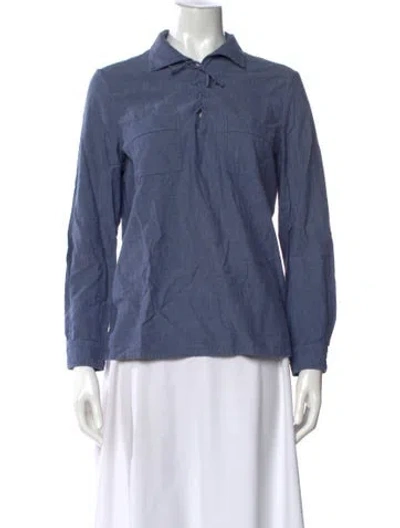 Pre-owned Apc Long Sleeve Blouse In Blue