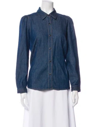 Pre-owned Apc Long Sleeve Button-up Top In Blue