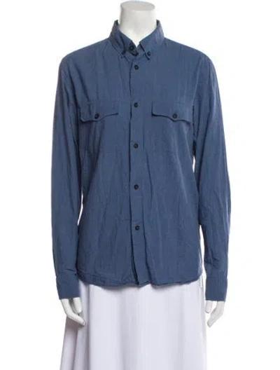 Pre-owned A.p.c. Long Sleeve Button-up Top In Blue
