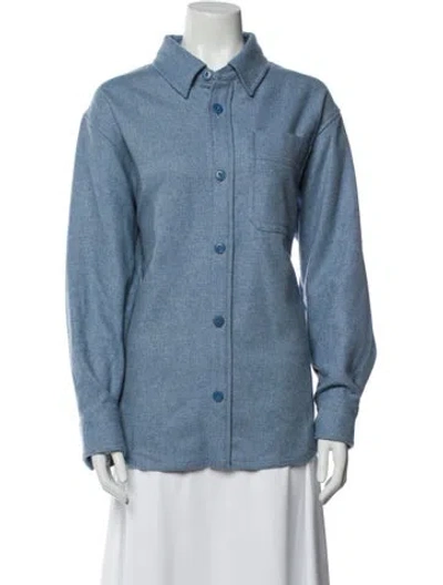 Pre-owned Apc Long Sleeve Button-up Top In Blue