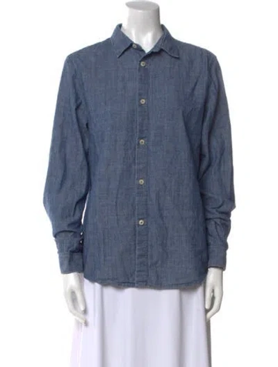 Pre-owned A.p.c. Long Sleeve Button-up Top In Blue