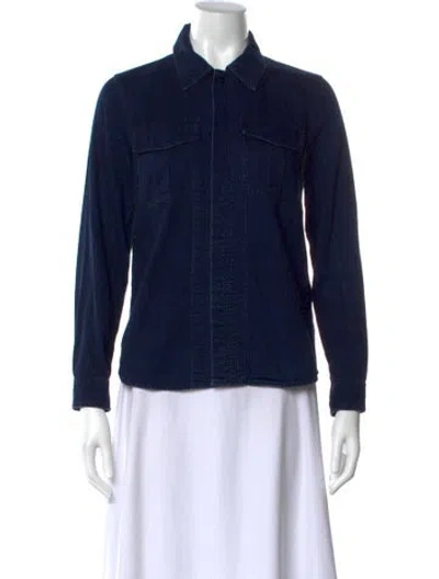 Pre-owned Apc Long Sleeve Button-up Top In Blue