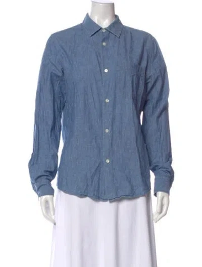 Pre-owned A.p.c. Long Sleeve Button-up Top In Blue