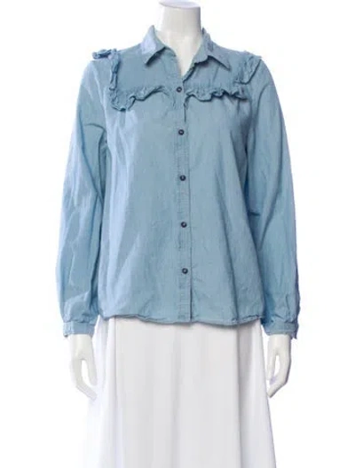 Pre-owned A.p.c. Long Sleeve Button-up Top In Blue