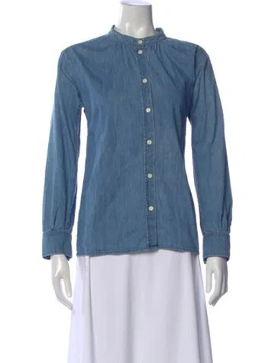 Pre-owned A.p.c. Long Sleeve Button-up Top In Blue