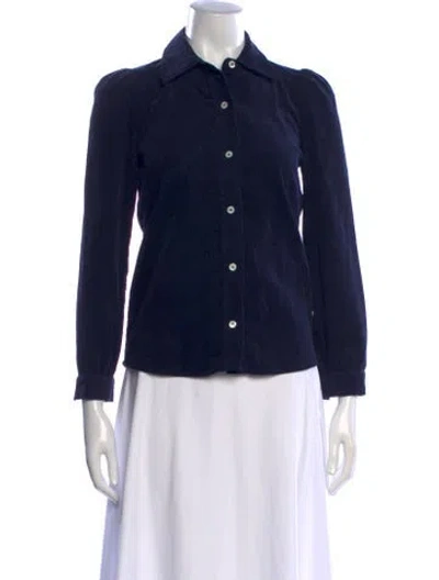 Pre-owned A.p.c. Long Sleeve Button-up Top In Blue