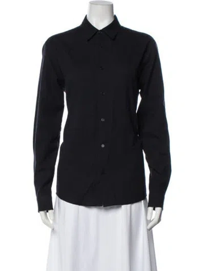Pre-owned A.p.c. Long Sleeve Button-up Top In Blue