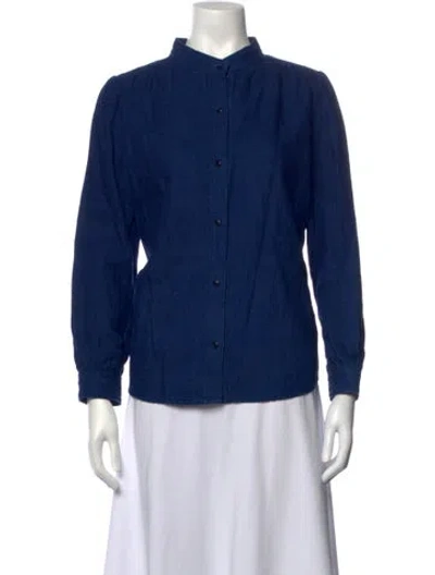 Pre-owned A.p.c. Long Sleeve Button-up Top In Blue