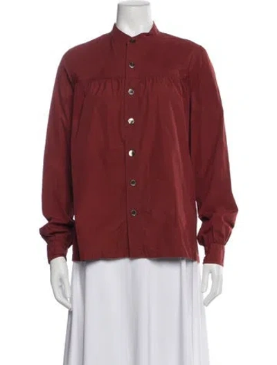 Pre-owned A.p.c. Long Sleeve Button-up Top In Brown