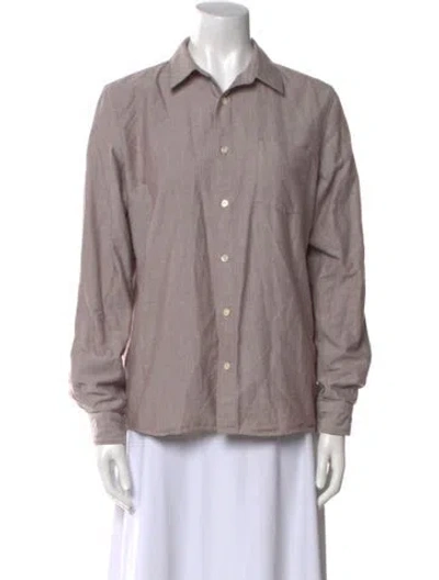 Pre-owned A.p.c. Long Sleeve Button-up Top In Burgundy