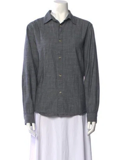 Pre-owned Apc Long Sleeve Button-up Top In Gray