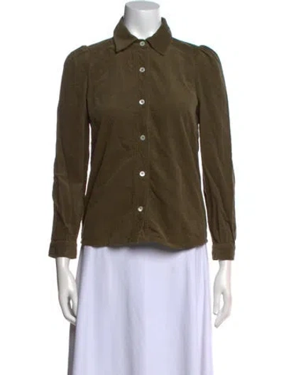 Pre-owned Apc Long Sleeve Button-up Top In Green