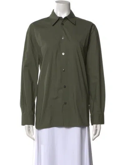 Pre-owned A.p.c. Long Sleeve Button-up Top In Green
