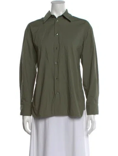 Pre-owned A.p.c. Long Sleeve Button-up Top In Green