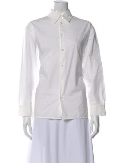 Pre-owned A.p.c. Long Sleeve Button-up Top In White