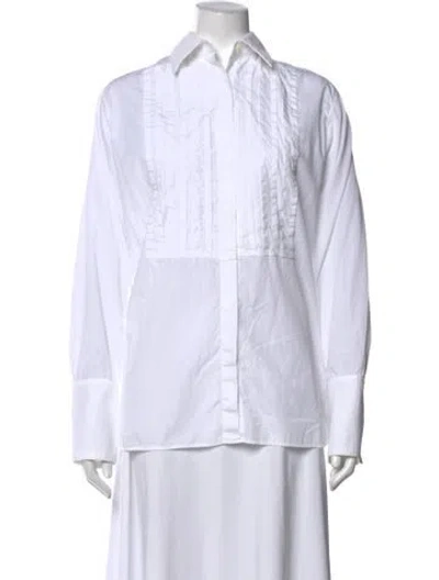 Pre-owned A.p.c. Long Sleeve Button-up Top In White
