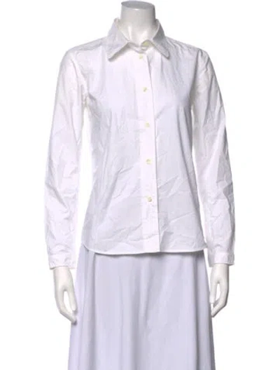 Pre-owned A.p.c. Long Sleeve Button-up Top In White