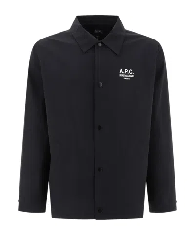 Apc A.p.c. Regis' Black Cotton Blend Shirt