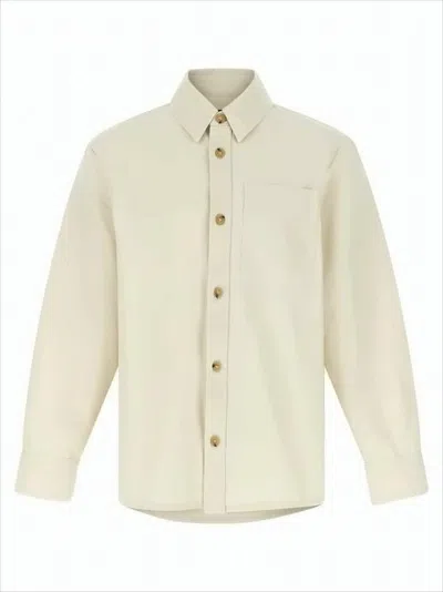 Apc Long-sleeve Cotton Shirt With Classic Collar In White