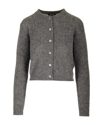 Apc Long-sleeve Cropped Cardigan In Black