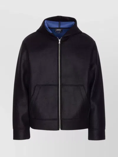 APC LONG SLEEVE HOODED SWEATER WITH EMBROIDERED LOGO