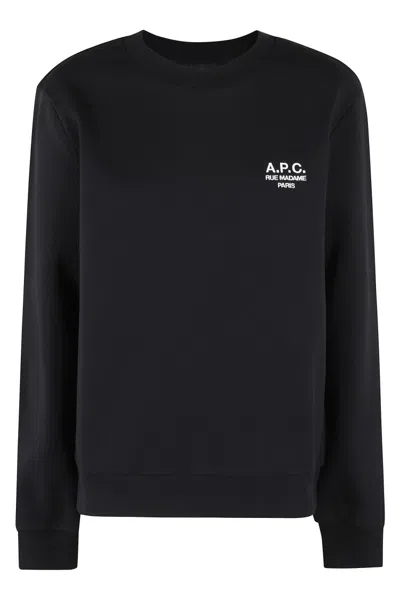 Apc A.p.c. Long-sleeve Organic Cotton Sweatshirt With Embroidered Logo In Black