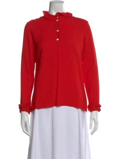 Pre-owned A.p.c. Long Sleeve Polo In Red